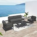 LOCCUS 5-Seater Outdoor &amp; Indoor Rope Furniture Set, Patio Conversation Sofa Set with Cushions and Center Table for Garden, Balcony, Poolside &amp; Deck (Black)