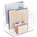 5 Section Clear Acrylic File Organizer, Inclined Desktop File Sorter