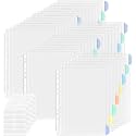 5 Set of 40 Pack A4 Plastic Sleeves Binder Index Dividers Pocket Dividers for 2/3/4 Ring Binder with 8 Tabs，Clear Plastic Sheet Protectors Paper Organizer for School Home Office
