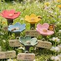 5 Set bee Watering Station for Garden with Stake bee Butterfly Flower-Shaped Watering Cups bee Blossoms for Water Ceramic (5 Color Set)