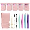 5 Set Eyebrow Tweezers Kit, Tweezers for Facial Hair, Stocking Stuffers
