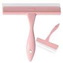 5" Silicone Shower Squeegee for Glass Doors &amp; Car Windows - Small &amp; Mini Size Streak-Free Cleaner, Bathroom, Mirror, Tile Scraper - Compact Pink with Hanging Hole, Kitchen Safe Water Blade