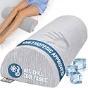 5 STARS UNITED Knee Pillow for Back Sleeping – Cooling Cover - Memory Foam Cushion - Under Leg Support for Sleeping on Back – Half Moon Bolster for Bed, Arctic Gray