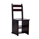 5-Step Folding Wooden Ladder Stool - Portable Stepladder for Adults Shoe Bench & Flower Rack Ideal for Indoor Kitchen & Bathroom Use Black Color(K Brown)