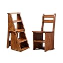 5-Step Folding Wooden Ladder Stool - Portable Stepladder for Adults Shoe Bench &amp; Flower Rack Ideal for Indoor Kitchen &amp; Bathroom Use Black Color(Light Brown)