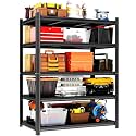 72" H×35.12" W×16" D Adjustable Industrial Metal/Steel 5-Shelf-Storage-Rack Heave Duty Utility Tall Garage/Shed Shelving Shelves Unit/System for Kitchen Pantry Bin, Black