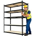 72" H x 36.14" W x 16" D Industrial 5-Shelf Storage-Rack Adjustable Metal Steel Kitchen/Garage Shelving Shelves Standing Utility Unit Organizer System for Pantry/Shed/Closet/Basement, Black