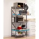 5-Tier Pull Out Baker's Rack, Microwave Cart with Storage, Metal Shelves，23.6''W
