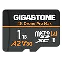【5-Years Data Recovery】【Designed for Drone】 GIGASTONE 1TB Micro SD Card, 4K Drone Pro Max, A2 V30 for DJI Drone, 4K UHD Video Recording, R/W up to 150/130 MB/s, UHS-I U3 C10 Class 10 with Adapter