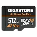 【5-Yrs Free Data Recovery】【Designed for Drone】GIGASTONE 512GB Micro SD Card, 4K Drone Pro Max, A2 V30 for DJI Drone, 4K UHD Video Recording, R/W up to 150/120 MB/s, UHS-I U3 C10 Class 10 with Adapter
