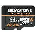 【5-Yrs Free Data Recovery】【Designed for Drone】 GIGASTONE 64GB Micro SD Card, 4K Drone Pro Max, A2 V30 for DJI Drone, Gopro, 4K UHD Video Recording, R/W up to 95/35 MB/s, UHS-I U3 C10 with Adapter