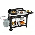 50,000BTU Outdoor Wok Station with Wheels,12.59” Steel Wok, Storage Drawer