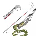 50" Snake Tongs Collapsible Grabber Tool, Professional Reptile Snake Catcher, 3 Foldable Sections Snake Hook,Stainless Steel Snake Pole Handling Tools