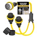 50 Amp to 30 Amp Marine Shore Power Adapter, NEMA SS2-50P Plug to 2X L5-30R Outlets, 50A to Dual 30A Heavy Duty RV Power Cord for Boat, Camper, and Outdoor Use – ETL Listed 3.3 FT