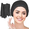 50 BLACK Disposable Nonwoven Bouffant Caps, Hair Net, Cape For Hospital, Salon, Spa, Catering, Laboratories, Dust-free Workspace. (BLACK)