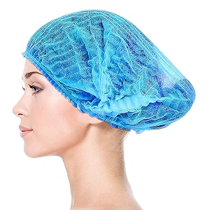 50 blue disposable nonwoven bouffant caps hair net cape for hospital salon spa catering laboratories dust-free workspace blue