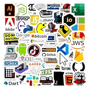 50 coding laptop vinyl self-adhesive sticker for adults multicolor stickers for laptop journal guitar mobile - waterproof residue free