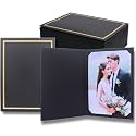50 Count Photo Folders for 4x6 or 5x7 Pictures,Paper Picture Frames,Cardboard Greeting Photo Frame Cards for Graduation Wedding Birthday Classroom DIY (Black with Gold Trim)