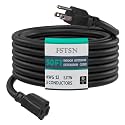 50 FT 12 Gauge Outdoor Heavy Duty Extension Cord - 12/3 SJTW 15 AMP Indoor Power Cord with 3 Prong Grounded Plug for Lawn Mower, Appliances, Workshop, Lights Water Resistant Flexible Cable