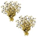 Beistle 50" Gleam ‘N Burst Centerpieces, 2-Piece Gold Metallic Table Display for 50th Birthday Parties, Anniversaries, and Milestone Celebrations, 15”