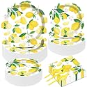 50 Guests Lemon Party Decorations Plates and Napkins Yellow Lemons Summer Party Supplies for Birthday Baby Shower Lemon Theme Disposable Plates Tableware Set 200 PCS