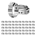 50 Pack 1/2 Inch PEX Cinch Clamps, Stainless Steel Single Ear Hose Clamps, for PEX Pipe