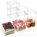 50 Pack 15OZ Square Clear Plastic Dessert Cups with Lids and Stickers Disposable Fruit Cups for Dessert,Tiramisu container with lid,Cupcake,Parfait,Pudding,Iced Cold Drinks,Fruits,Bakeries