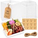 50 Pack 5in Small Charcuterie Boxes with Clear Lids, Mini Paper Containers