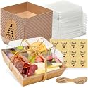 50 Pack 5in Small Charcuterie Boxes with Clear Lids, Mini Paper Containers