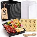 50 Pack 5in Small Charcuterie Boxes with Clear Lids, Mini Paper Containers