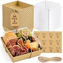 50 Pack 5in Small Charcuterie Boxes with Clear Lids, Mini Paper Containers