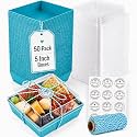 50 Pack 5in Small Charcuterie Boxes with Clear Lids, Mini Paper Containers
