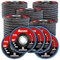 50 Pack 80 Grit T29 Zirconia Flap Discs 4.5" x 7/8" T27 for 4 1/2 Inch Angle Grinder Flap Wheels Heavy-Duty Grinding &amp; Sanding Discs for Metal, Wood, Stainless Steel