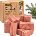 50 Pack Cedar Blocks for Clothes Storage，100% American Eastern Red Cedar