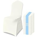 50 Pack Chair Covers for Dining Chairs, Polyester Spandex Chair Cover Stretch Slipcovers for Banquet, Wedding, Party, Dining, Holidays, Ivory