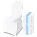 50 Pack Chair Covers for Dining Chairs, Polyester Spandex Chair Cover Stretch Slipcovers for Banquet, Wedding, Party, Dining, Holidays, White