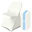 50 Pack Chair Covers for Folding Chairs, Polyester Spandex Chair Cover Stretch Slipcovers for Banquet, Wedding, Party, Folding, Holidays, Ivory