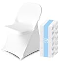 50 Pack Chair Covers for Folding Chairs, Polyester Spandex Chair Cover Stretch Slipcovers for Banquet, Wedding, Party, Folding, Holidays, White