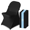 50 Pack Chair Covers for Folding Chairs, Polyester Spandex Chair Cover Stretch Slipcovers for Banquet, Wedding, Party, Folding, Holidays, Black