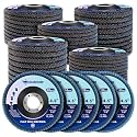 50 Pack Flap Discs 4 1/2" x 7/8" for Angle Grinder, 40/60/80/100/120 Grit T29 Flap Sanding Discs, 4 1/2 Inch Grinding Wheels, Zirconia Grinding Discs for Metal, Wood, and Stainless Steel Finishing