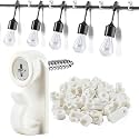 50 Pack Hooks for Outdoor String Lights, Christmas Light Clips bulk with Screw, Weatherproof Light Hanger Hooks for Hanging Christmas Lights,Wall Cable,Fairy Lights on Fence Patio Gutter (White)