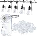 50 Pack Hooks for Outdoor String Lights, Christmas Light Clips bulk with Screw, Weatherproof Light Hanger Hooks for Hanging Christmas Lights,Wall Cable,Fairy Lights on Fence Patio Gutter (Clear)