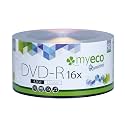 50 Pack MyEco DVD-R 16X 4.7GB/120Min Silver Logo Write Once Blank Disc