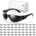 50 Pack of Tinted Safety Glasses, Scratch &amp; Impact Resistant Protective Eyewear, Dark Lenses for UV Protection, Safety Sunglasses for Construction, Outdoor Work &amp; Shooting