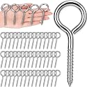 50 Pcs 304 Stainless Steel Screw Eye Hooks, M6-3.2 Inch