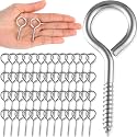 50 Pcs 304 Stainless Steel Screw Eye Hooks, M4-2 Inch