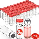 50 Pcs 3ml Sterile Vials Empty Vials for Injection, Red Lid
