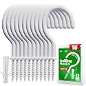 10 Pcs Ceiling Hooks for Hanging Plants 2 Inches White Vinyl Coated