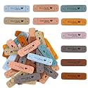 50 PCS Handmade Tags for Crochet Handmade Leather Labels Faux Handmades with Love Leather Tags for Handmades Items Embellishment Knit Accessories with Hole for DIY Crafts Sewing Crochet Knitting Hats