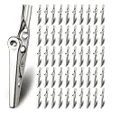 50 PCS Metal Alligator Clip, 2 In 51mm Spring Clamps, Test Line Crocodile Clip, Silver Tone Alligator Clips Nickel Plated Crocodile Clamps for In Laboratory Electric Testing Work And Cable Lead Clip